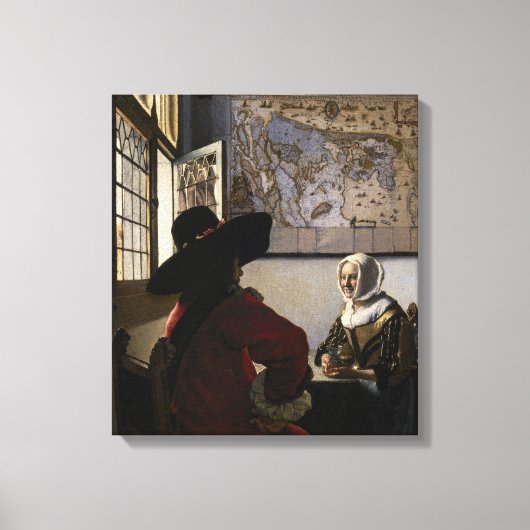 Johannes Vermeer - Agent met een Laughing Girl Canvas Afdruk (Voorkant)