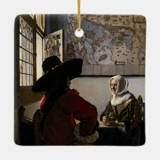 Johannes Vermeer - Agent met een Laughing Girl Keramisch Ornament (Achterkant)