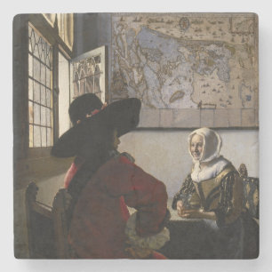 Johannes Vermeer - Agent met een Laughing Girl Stenen Onderzetter