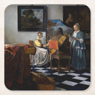 Johannes Vermeer - concert Vierkante Kartonnen Onderzetter