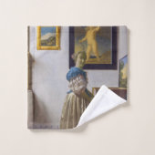 Johannes Vermeer - Dame die bij een maagdenvaag st Bad Handdoek (Wasdoekje)
