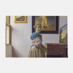 Johannes Vermeer - Dame die bij een maagdenvaag st Deurmat