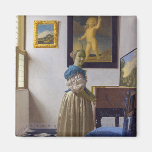 Johannes Vermeer - Dame die bij een maagdenvaag st Magneet