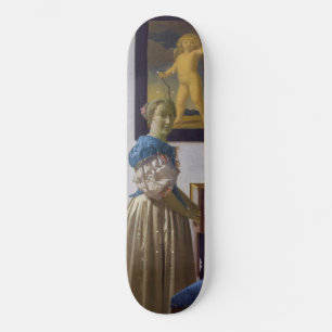 Johannes Vermeer - Dame die bij een maagdenvaag st Skateboard