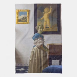 Johannes Vermeer - Dame die bij een maagdenvaag st Theedoek