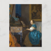 Johannes Vermeer - Dame gezeten aan een maagdenhui Briefkaart (Voorkant)