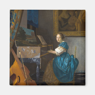 Johannes Vermeer - Dame gezeten aan een virginaal Magneet