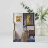 Johannes Vermeer - Dame staand aan een virginaal Briefkaart (Staand voorkant)