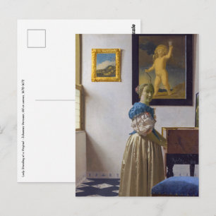 Johannes Vermeer - Dame staand aan een virginaal Briefkaart