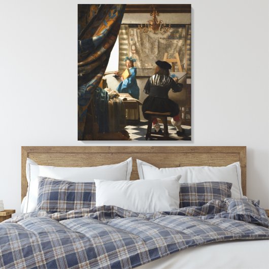 Johannes Vermeer - De Allegory of Painting Canvas Afdruk (Insitu (Slaapkamer))