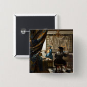 Johannes Vermeer - De Allegory of Painting Vierkante Button 5,1 Cm (Voorkant /achterkant)