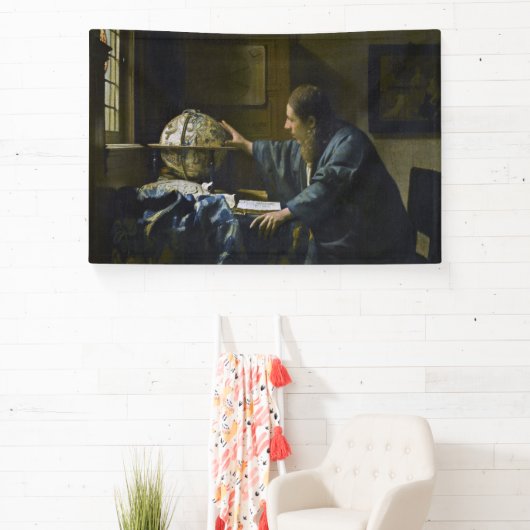 Johannes Vermeer - De Astronomer Spandoek (Insitu)