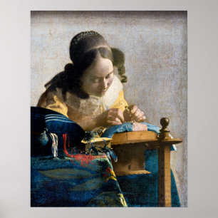 Johannes Vermeer - De Kantwerkster Poster