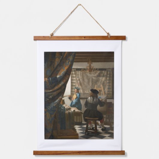 Johannes Vermeer, De kunst van het schilderen Hangend Wandkleed (Voorkant)