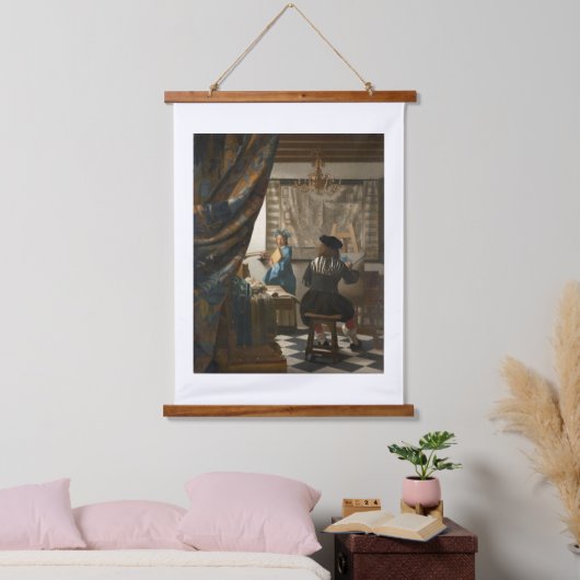 Johannes Vermeer, De kunst van het schilderen Hangend Wandkleed (Slaapkamer)