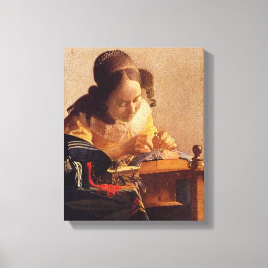 Johannes Vermeer - De Lacemaker Canvas Afdruk (Voorkant)