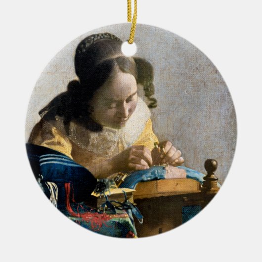 Johannes Vermeer - De Lacemaker Keramisch Ornament (Voorkant)