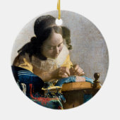 Johannes Vermeer - De Lacemaker Keramisch Ornament (Achterkant)