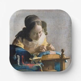 Johannes Vermeer - De Lacemaker Papieren Bordje