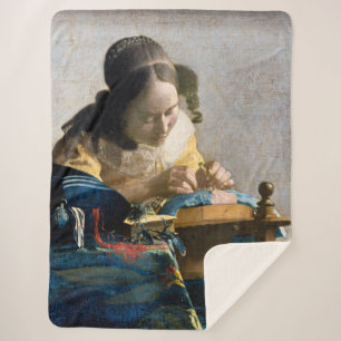 Johannes Vermeer - De Lacemaker Sherpa Deken
