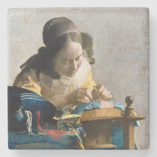 Johannes Vermeer - De Lacemaker Stenen Onderzetter