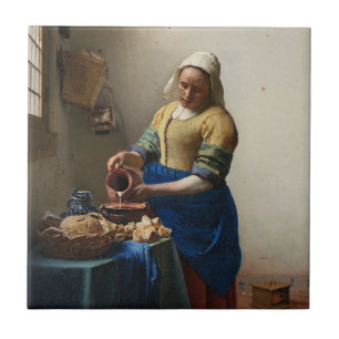 JOHANNES VERMEER - De melkmachine 1658 Tegeltje