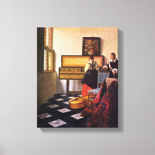 Johannes Vermeer - De muziekles Canvas Afdruk
