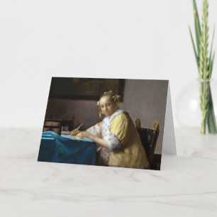 Johannes Vermeer - Een dame die een brief schrijft Kaart