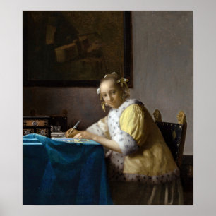 Johannes Vermeer - Een dame die een brief schrijft Poster