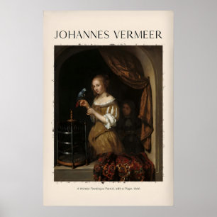 Johannes Vermeer Een vrouw die een papegaai voert Poster