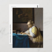 Johannes Vermeer - Een vrouw schrijft een brief Briefkaart (Voorkant / Achterkant)
