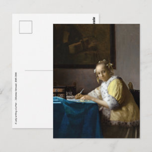 Johannes Vermeer - Een vrouw schrijft een brief Briefkaart