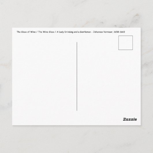Johannes Vermeer - Het glas wijn Briefkaart (Achterkant)