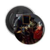 Johannes Vermeer - Het glas wijn Button Flesopener (Voorkant)