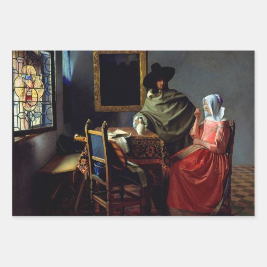 Johannes Vermeer - Het glas wijn Inpakpapier Vel (Voorkant)