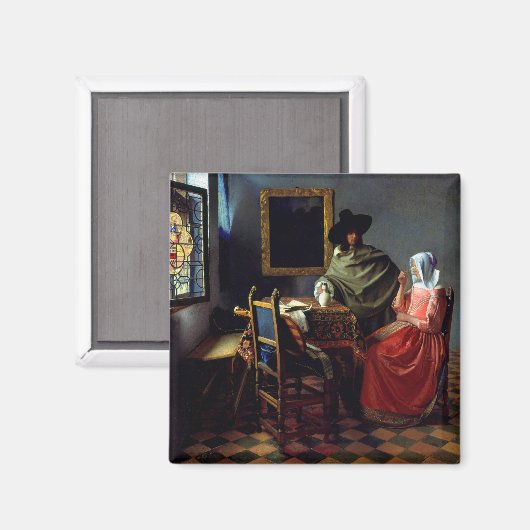 Johannes Vermeer - Het glas wijn Magneet (Voorkant / Achterkant)