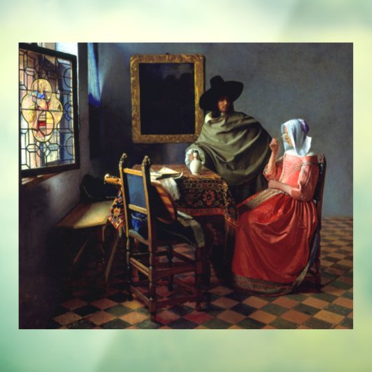Johannes Vermeer - Het glas wijn Raamsticker (Vel 3)