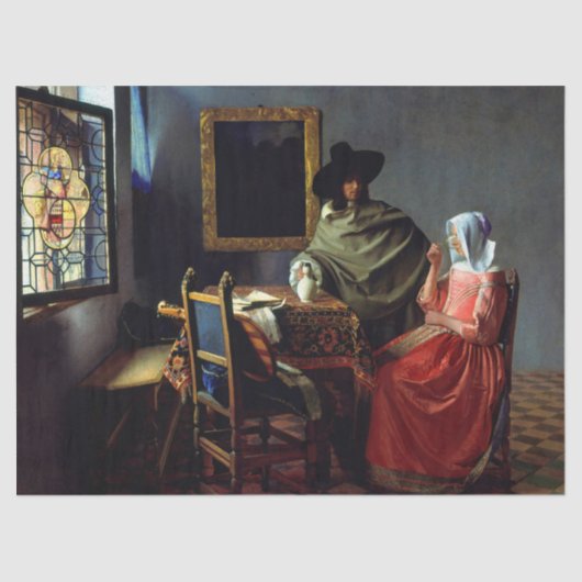 Johannes Vermeer - Het glas wijn Tissuepapier (Voorkant)