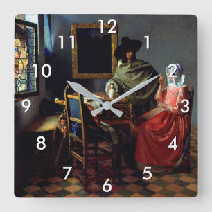 Johannes Vermeer - Het glas wijn Vierkante Klok