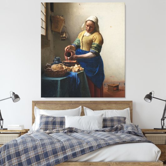 JOHANNES VERMEER - Het melkmeisje 1658 Canvas Afdruk (Insitu (Slaapkamer))