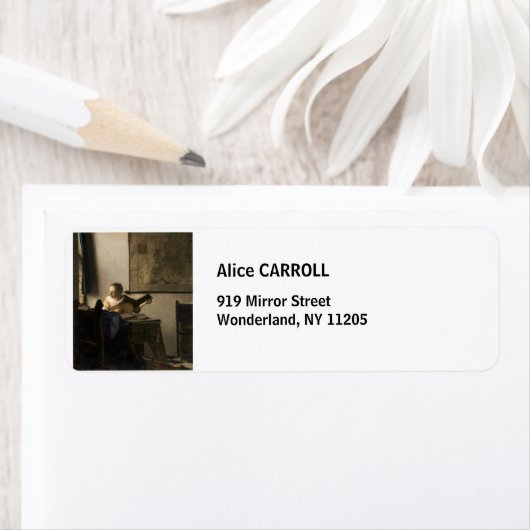 Johannes Vermeer - Jonge vrouw met een luit Etiket (Insitu)