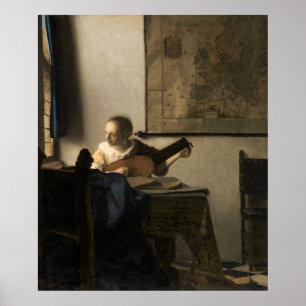 Johannes Vermeer - Jonge vrouw met een luit Poster