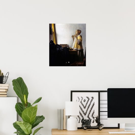 Johannes Vermeer - Jonge vrouw met parelsnoer Poster (Thuiskantoor)