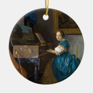 Johannes Vermeer - Lady Seated in een Virginal Keramisch Ornament