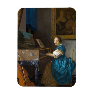 Johannes Vermeer - Lady Seated in een Virginal Magneet
