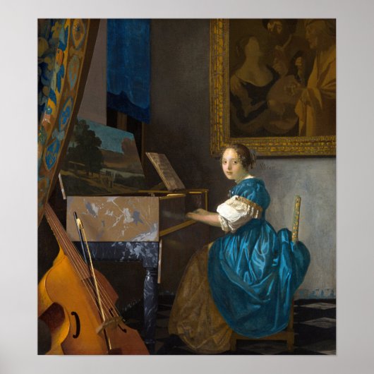 Johannes Vermeer - Lady Seated in een Virginal Poster (Voorkant)