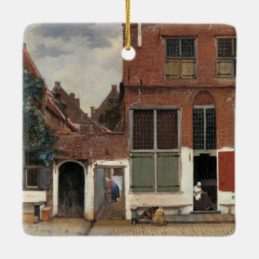 Johannes Vermeer - Little Street Keramisch Ornament (Achterkant)