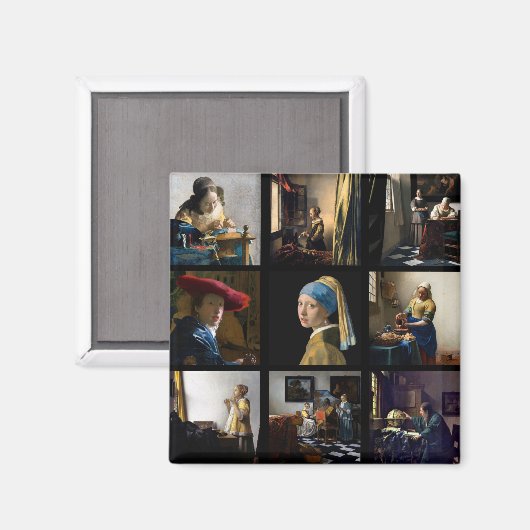 Johannes Vermeer - Masterstuks Grid Magneet (Voorkant / Achterkant)