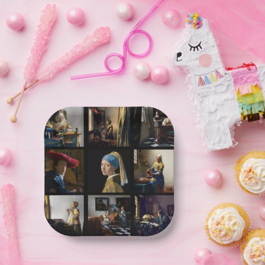 Johannes Vermeer - Masterstuks Grid Papieren Bordje (Feest)