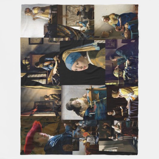 Johannes Vermeer - Masterstuks Patchwork Fleece Deken (Voorkant)